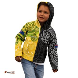 Personalised Australia Rugby Mix New Zealands Rugby Kid Hoodie Indigenous Half Half Style