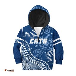 Personalised Geelong Football Aboriginal Hoodie KID GO Cats!