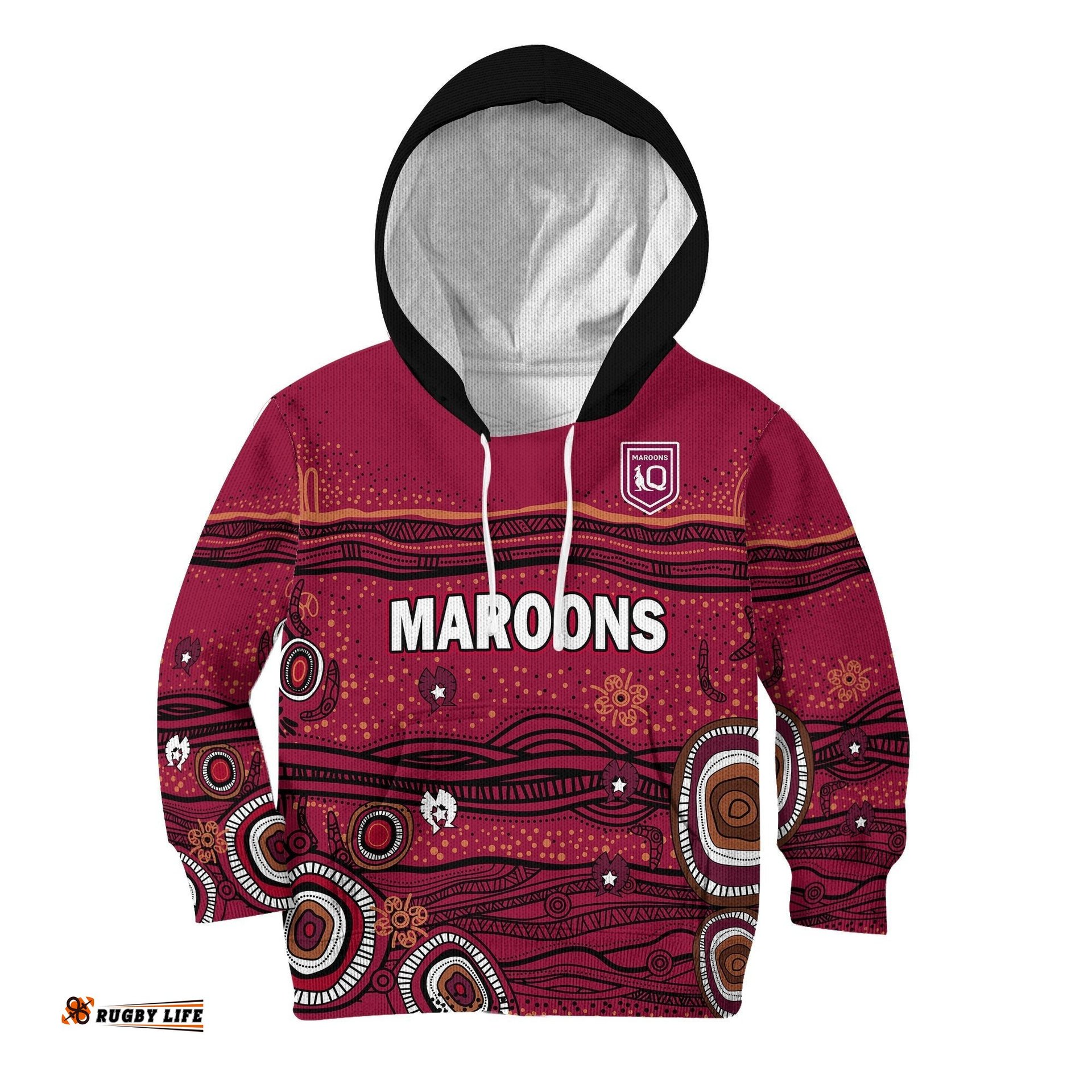 QLD Maroons Rugby Hoodie KID Indigenous