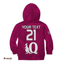 Custom Text And Number Queensland Maroon Rugby Kid Hoodie Origin Queensland Sporty Style