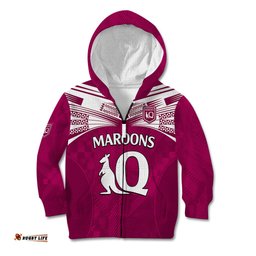 Custom Text And Number Queensland Maroon Rugby Kid Hoodie Origin Queensland Sporty Style