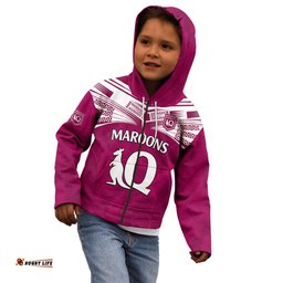 Custom Text And Number Queensland Maroon Rugby Kid Hoodie Origin Queensland Sporty Style