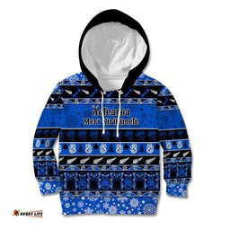Personalised New Zealand Christmas Kid Hoodie Aotearoa Kiwi Meri Kirihimete Blue Version