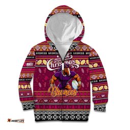 Personalized Broncos Rugby Xmas Kid Hoodie Australia NRL Mascot