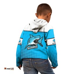 Personalised Sharks Rugby Kid Hoodie Go Sharkies Sporty Version