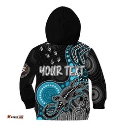 Personalised NAIDOC Week AFL Powers Kid Hoodie Aboriginal Dot Art Lizard Mix Boomerang