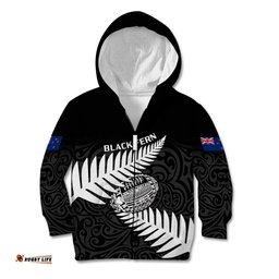 Personalised Aotearoa Rugby Kid Hoodie Go Black Fern Pacific NZ Maori
