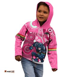 Custom NRL Panthers Kid Hoodie Indigenous Penrith Dynamic Pink Version