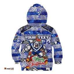 Custom Bulldogs Rugby Merry Christmas Kid Hoodie Indigenous Australian Art