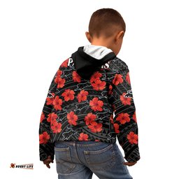 Panthers Rugby Kid Hoodie Polynesian Style With Hibiscus