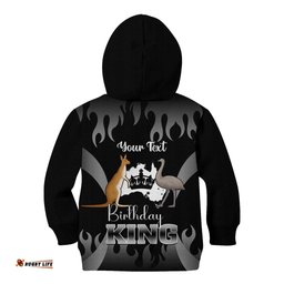 Personalised Australia King Birthday Kid Hoodie Australian Map With Crown Black Version