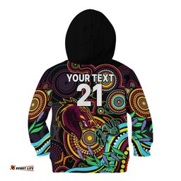 Custom Text And Number NAIDOC Broncos Rugby Kid Hoodie Brisbane Indigenous Tribal