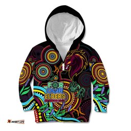 Custom Text And Number NAIDOC Broncos Rugby Kid Hoodie Brisbane Indigenous Tribal