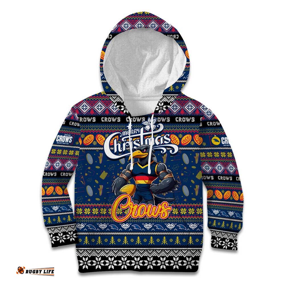 Personalized Crows Football Xmas Kid Hoodie Australia AFL Mascot