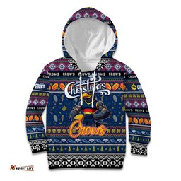 Personalized Crows Football Xmas Kid Hoodie Australia AFL Mascot