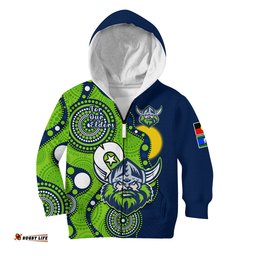 Custom Text And Number Raiders Rugby NAIDOC Hoodie KID Canberra For Our Elders Indigenous Art
