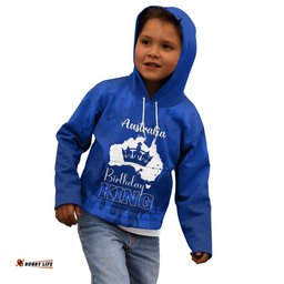Personalised Australia King Birthday Kid Hoodie Australian Map With Crown Blue Version