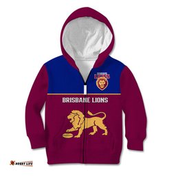 Personalised Brisbane Lions Football Kid Hoodie Sporty Maroon Version