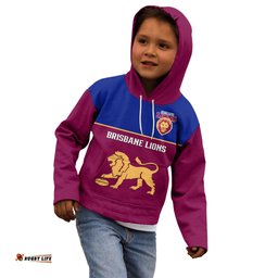Personalised Brisbane Lions Football Kid Hoodie Sporty Maroon Version
