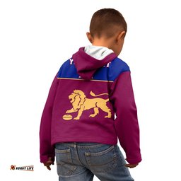 Personalised Brisbane Lions Football Kid Hoodie Sporty Maroon Version