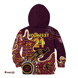 Custom Text and Number Queensland Rugby Kid Hoodie State of Origin Go Maroons Indigenous Tribal