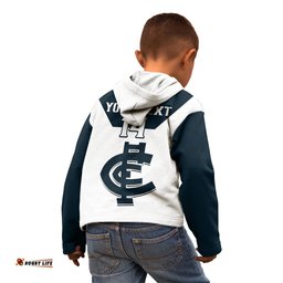 Personalised Carlton Football Kid Hoodie Go Blues White Simple Style