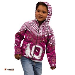 Custom Text and Number QLD Maroons Hoodie KID Aboriginal and Polynesia Admirable