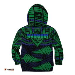 Warriors Rugby Kid Hoodie Aotearoa Fern Polynesian Pattern