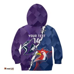 Custom NRL Storm And Roosters Rugby 2024 Kid Hoodie Go Champions Dynamic Version