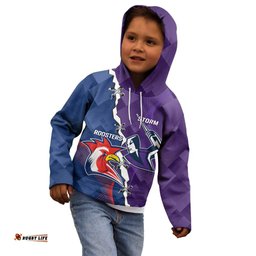 Custom NRL Storm And Roosters Rugby 2024 Kid Hoodie Go Champions Dynamic Version