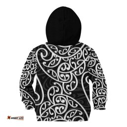 New Zealand Kid Hoodie Maori Pattern White