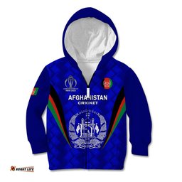 Personalised Afghanistan Cricket Kid Hoodie Go Champions World Cup