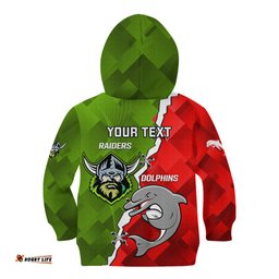 Personalised Dolphins and Raiders Rugby Kid Hoodie Sporty Version
