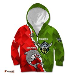 Personalised Dolphins and Raiders Rugby Kid Hoodie Sporty Version