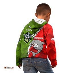 Personalised Dolphins and Raiders Rugby Kid Hoodie Sporty Version