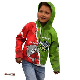 Personalised Dolphins and Raiders Rugby Kid Hoodie Sporty Version