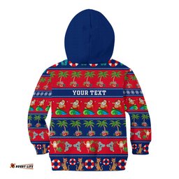 Personalised Australia Christmas Kid Hoodie Aussie Santa Claus Beach Xmas Vibes