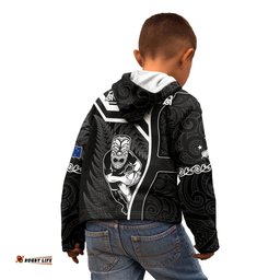New Zealand Aotearoa Rugby Kid Hoodie Black Fern Maori Tribal Sporty Style