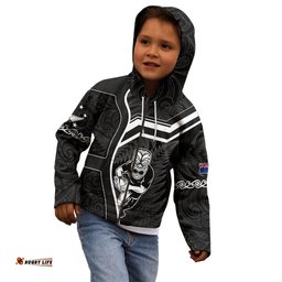 New Zealand Aotearoa Rugby Kid Hoodie Black Fern Maori Tribal Sporty Style