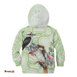 Australia Gumtree And Kookaburra Kid Hoodie Aboriginal Art Watercolor Style