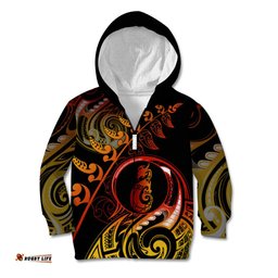 New Zealand Kid Hoodie Aotearoa Manaia Maori Fern Tattoo Arty
