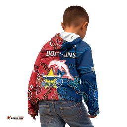 NRL Half Dolphins and Half Cowboys Rugby Kid Hoodie Aboriginal