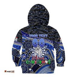 Merry Christmas Bulldogs Kid Hoodie Aboriginal Santa Rugby Mascot Canterbury Bankstown