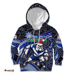 Merry Christmas Bulldogs Kid Hoodie Aboriginal Santa Rugby Mascot Canterbury Bankstown