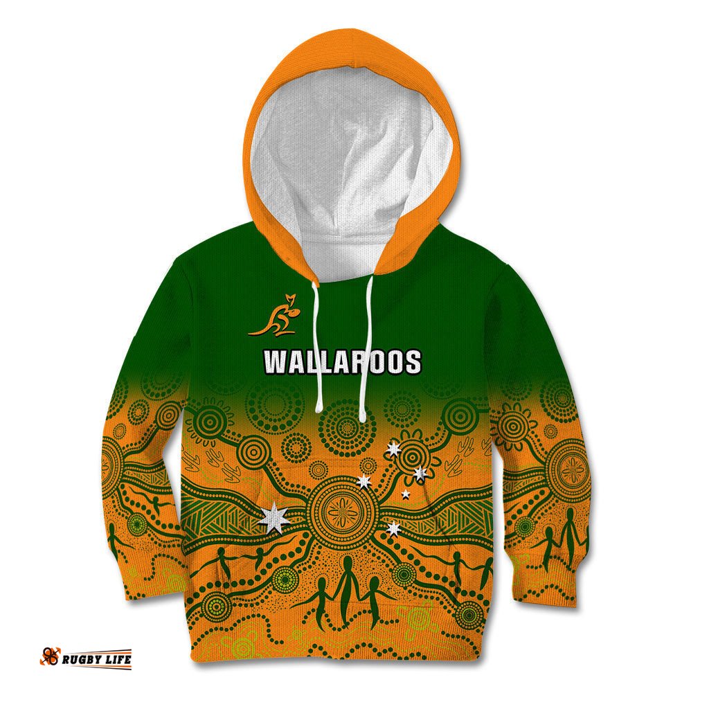 Personalised Australia Rugby Kid Hoodie Go Wallaroos Pacific Indigenous Version