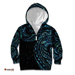 New Zealand Tribal Tattoo Kid Hoodie With Matariki Art