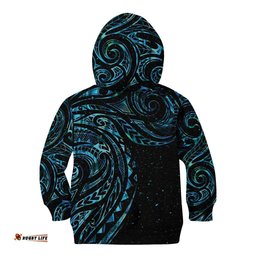 New Zealand Tribal Tattoo Kid Hoodie With Matariki Art