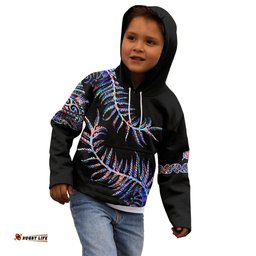 New Zealand Kid Hoodie Aotearoa Silver Fern Mixed Papua Shell Purple Vibe