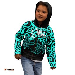 Matariki New Zealand Kid Hoodie Maori New Year Turquoise