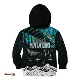 Personalised Maori New Year Kid Hoodie Matariki Mix Paua Shell